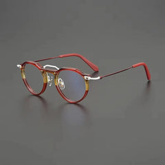 Luz Acetate Titanium Glasses Frame Round Frames Southood Red