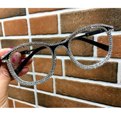 Mamie Vintage Rhinestone Eyewear Cat Eye Frames Mon 1811Black