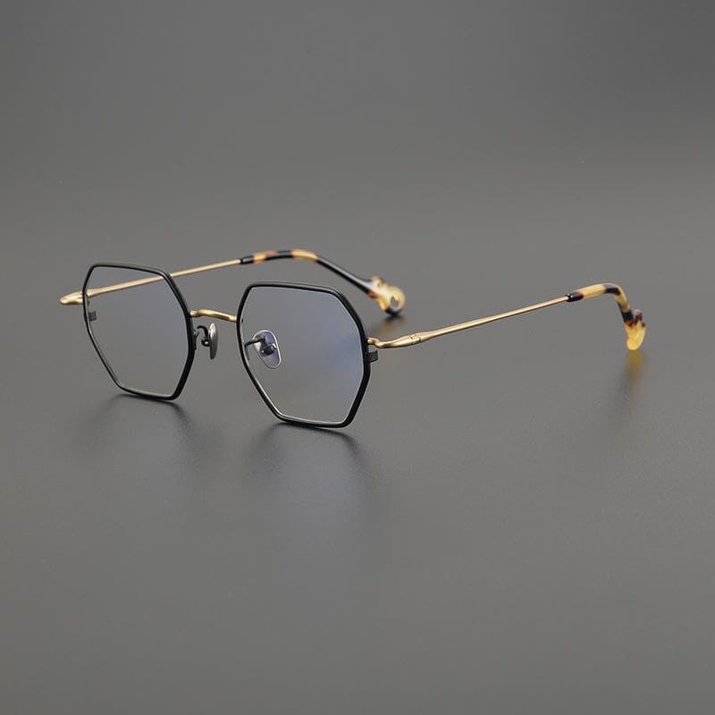 Manzo Vintage Geometric Glasses Frame Geometric Frames Southood Black Gold