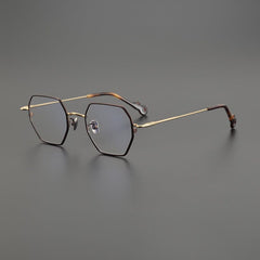 Manzo Vintage Geometric Glasses Frame Geometric Frames Southood Coffee Gold