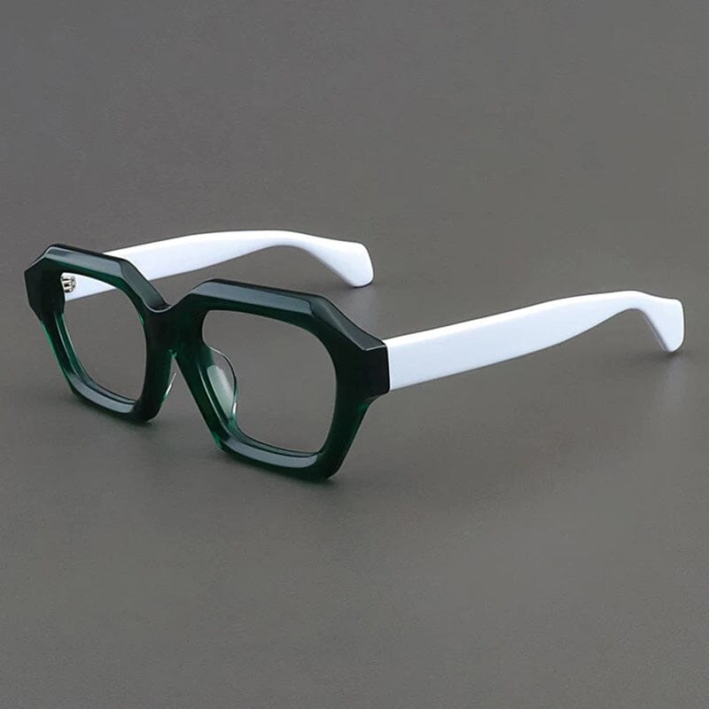 Marlow Retro Thick Acetate Glasses Frame Geometric Frames Southood Green White