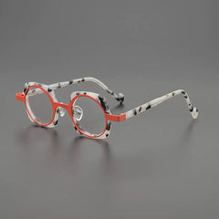 Matteo Designer Acetate Glasses Frame Round Frames Southood Amber Red