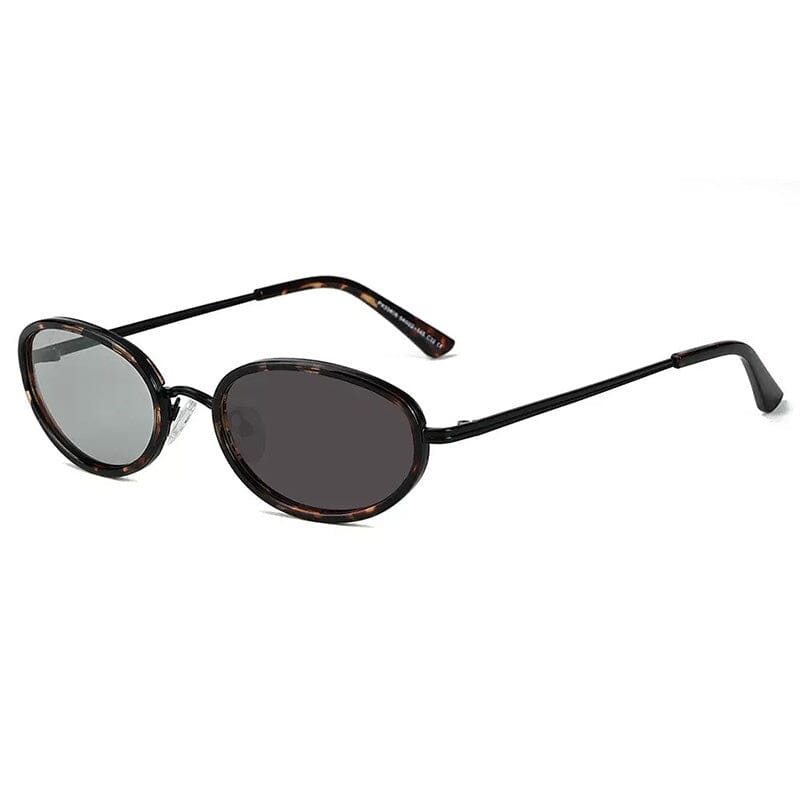 Mbappe Oval Retro Alloy Sunglasses Sunglasses Southood Matte Black(Light Gray To Gray)