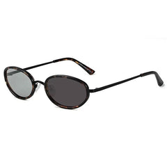 Mbappe Oval Retro Alloy Sunglasses Sunglasses Southood Matte Black(Light Gray To Gray)