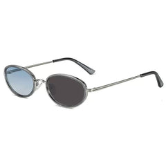 Mbappe Oval Retro Alloy Sunglasses Sunglasses Southood Silver(Gradient Blue To Gray)