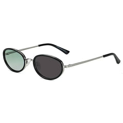 Mbappe Oval Retro Alloy Sunglasses Sunglasses Southood Silver(Gradient Green To Gray)