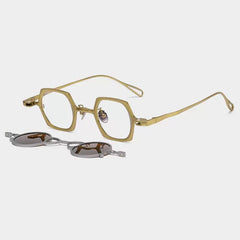 MH Geometric Titanium Glasses Frame With Magnetic Sunglasses Clips Geometric Frames Southood