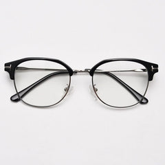 Miguel Vintage Browline Eyeglasses Frame Browline Frames Southood Black Silver