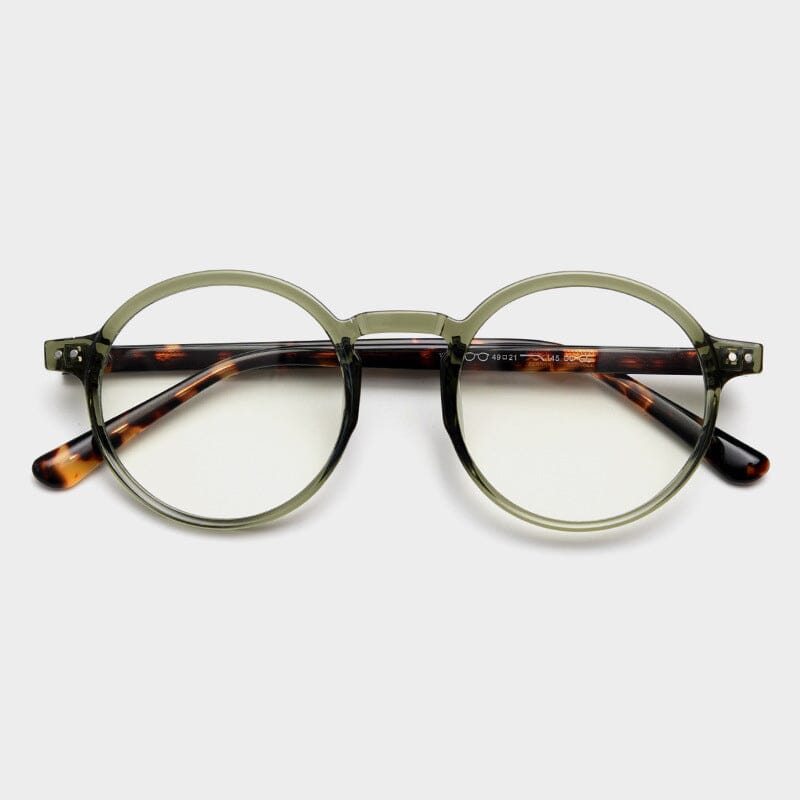 Mindy Vintage TR90 Round Eyeglasses Round Frames Southood Green Leopard