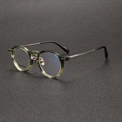 Monk Acetate Titanium Glasses Frame Oval Frames Southood Green Stripe