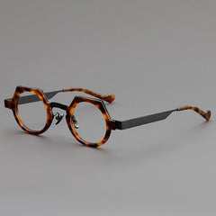 Mor Retro Acetate Glasses Frame Round Frames Southood Leopard Black