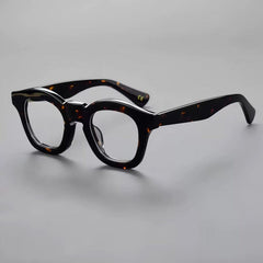 Mora Vintage Acetate Glasses Frame Oval Frames Southood Black Leopard