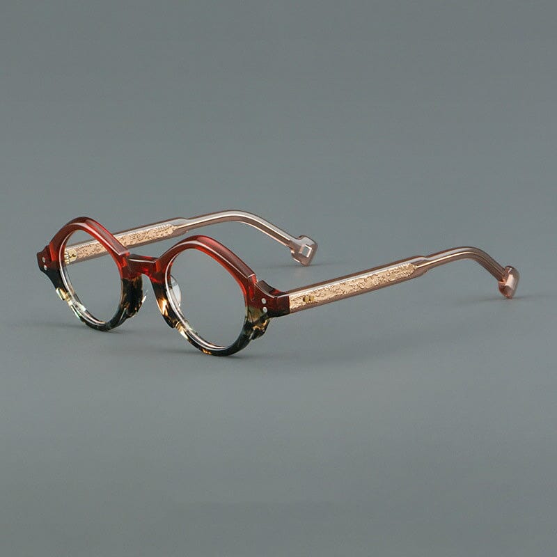 Munar Vintage Acetate Glasses Frame Geometric Frames Southood Dark Red