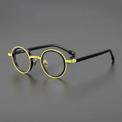 Myles Titanium Acetate Round Glasses Frame Round Frames Southood Yellow Black