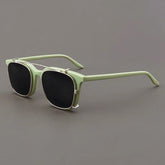Myrna Acetate Glasses Frame With Polarized Sunglasses Clips Sunglasses Southood Green Silver (Gray Lens)
