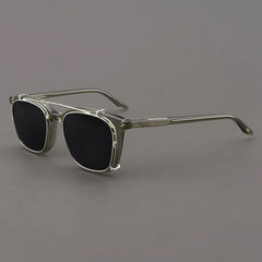 Myrna Acetate Glasses Frame With Polarized Sunglasses Clips Sunglasses Southood Grey Green Silver (Gray Lens)