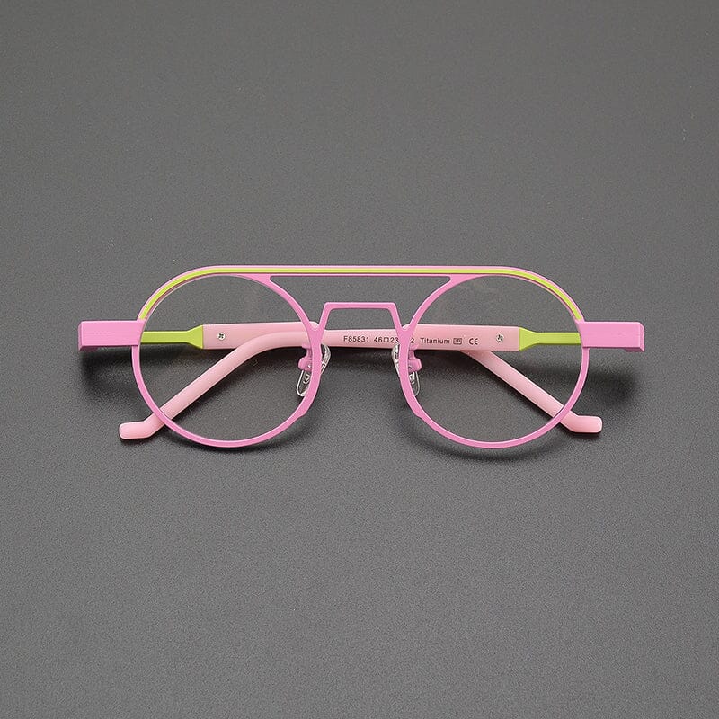 Naldo Pilot Titanium Glasses Frame Round Frames Southood Pink