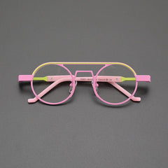 Naldo Pilot Titanium Glasses Frame Round Frames Southood Pink