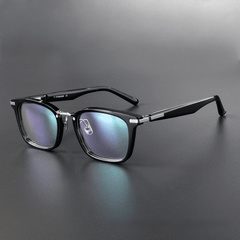 Newt Vintage Acetate Titanium Glasses Frame Rectangle Frames Southood Black Gun