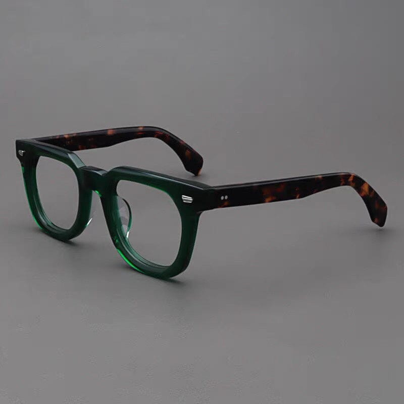 Niurka Vintage Acetate Glasses Frame Rectangle Frames Southood Green Leopard