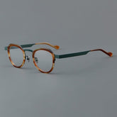 Noel Round Unisex Ultra-Light Titanium Glasses Frame Round Frames Southood Leopard-green