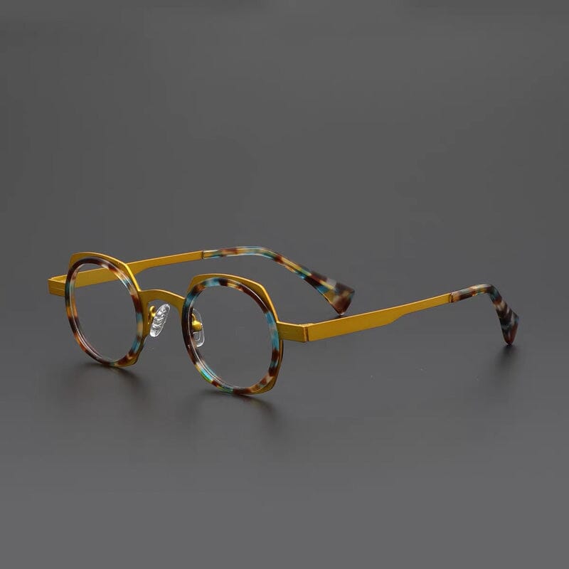 Nolan Acetate Alloy Glasses Frame Oval Frames Southood Yellow Leopard