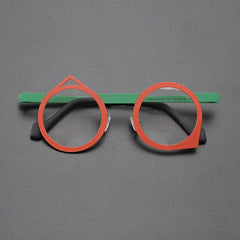 Noor Retro Titanium Glasses Frame Geometric Frames Southood Red Green