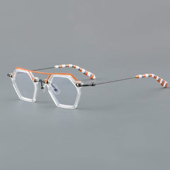 Nurhan Retro Acetate Titanium Glasses Frame Geometric Frames Southood Clear Orange