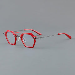 Nurhan Retro Acetate Titanium Glasses Frame Geometric Frames Southood Red