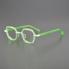 Omar Titanium Acetate Glasses Frame Round Frames Southood White Green