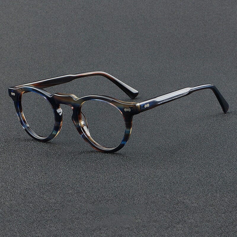 Orell Retro Acetate Glasses Frame Round Frames Southood Blue Leopard