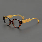 Ozlem Retro Acetate Glasses Frame Oval Frames Southood Leopard Yellow