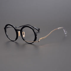 Paddy Retro High-Grade Hand-Made Round Glasses Frames Round Frames Southood Black-gold 