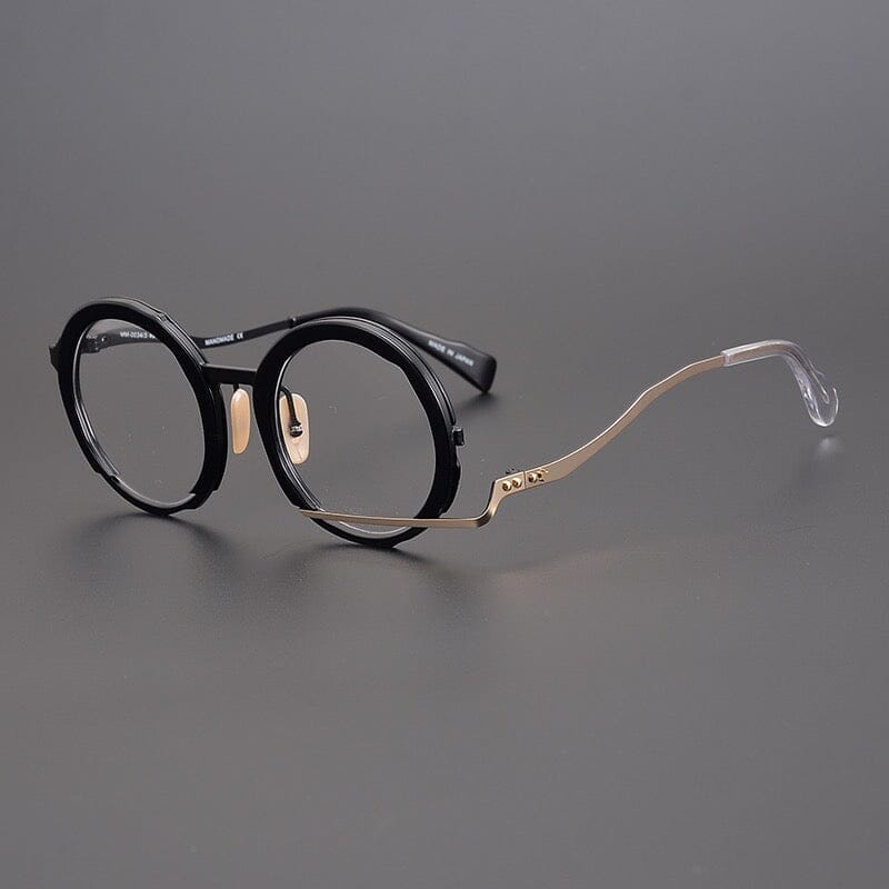 Paddy Retro High-Grade Hand-Made Round Glasses Frames Round Frames Southood Black-gold