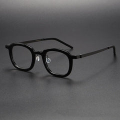 Paget Vintage Acetate Titanium Square Glasses Frame Rectangle Frames Southood Black