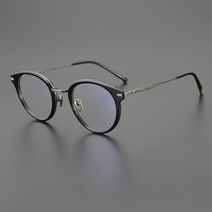 Parle Vintage Acetate Titanium Glasses Frame Round Frames Southood Black gun