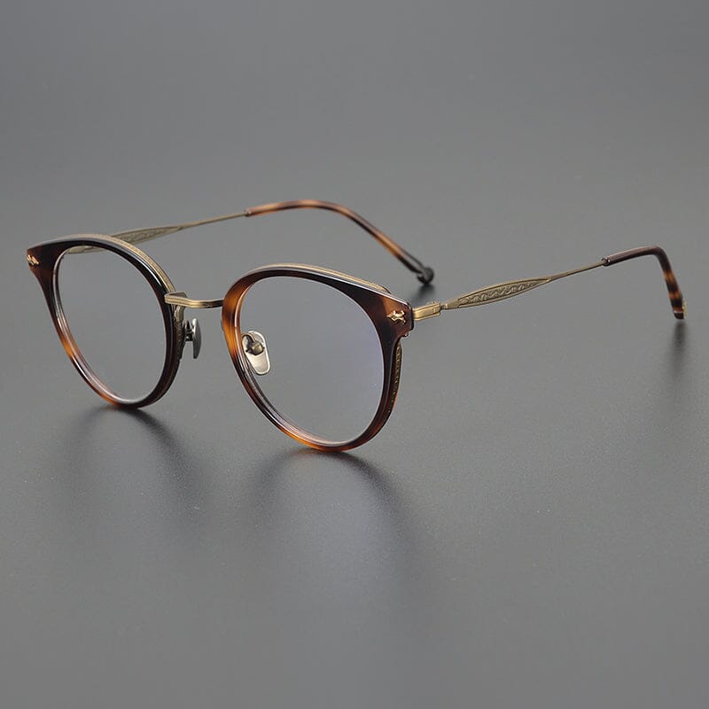 Parle Vintage Acetate Titanium Glasses Frame Round Frames Southood Leopard bronze