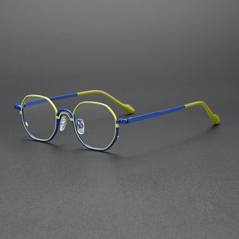 Pedri Retro Titanium Eyeglasses Frame Geometric Frames Southood Blue Green