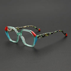 Penk Vintage Acetate Glasses Frame Geometric Frames Southood Clear Green