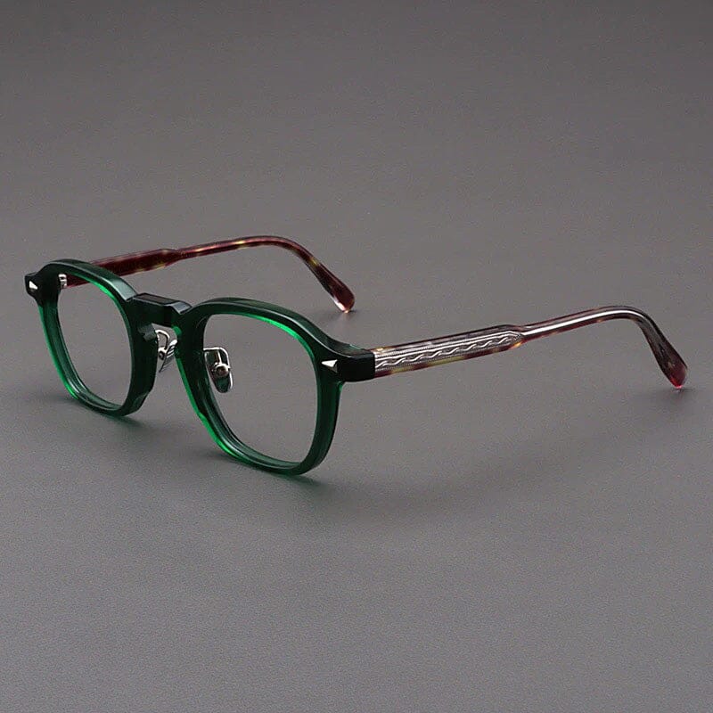 Pepper Vintage Acetate Glasses Frame Rectangle Frames Southood Green Leopard