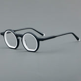 Perri Retro Round Acetate Optical Glasses Frames Round Frames Southood Black white