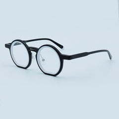 Perri Retro Round Acetate Optical Glasses Frames Round Frames Southood New black white 