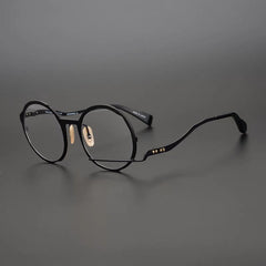 Perry Irregular High-End Retro Round Glasses Frame Round Frames Southood Black