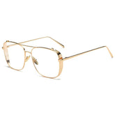 Peyton Metal Square Glasses Frame Rectangle Frames Southood gold clear