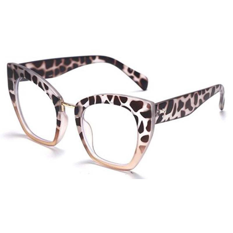 Phoebe Oversized Cat Eye Glasses Frame Cat Eye Frames Southood C7 leopard tea clear