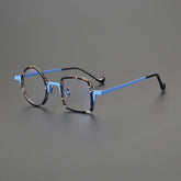 Piers Titanium Acetate Round Glasses Frame Geometric Frames Southood Leopard Blue