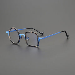 Piers Titanium Acetate Round Glasses Frame Geometric Frames Southood Leopard Blue