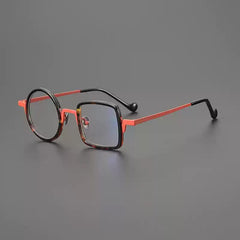 Piers Titanium Acetate Round Glasses Frame Geometric Frames Southood Leopard Red
