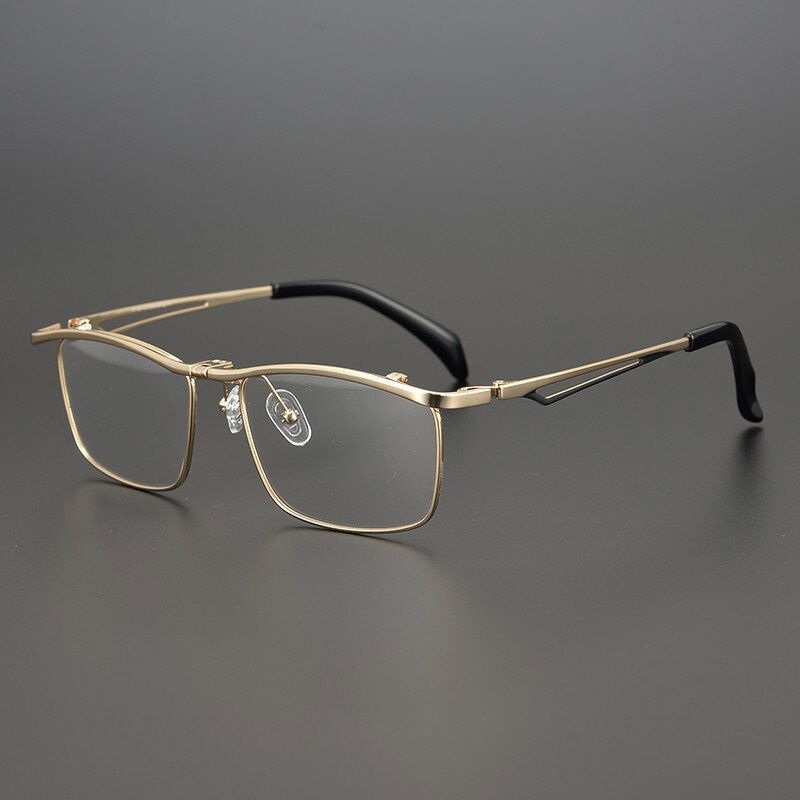 Pierson Titanium Square Flip Up Full Glasses Frame Rectangle Frames Southood Gold