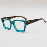 Piller Vintage Square Acetate Glasses Frame Rectangle Frames Southood Green Leopard